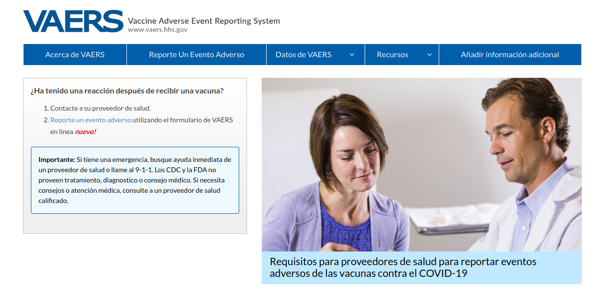VAERS – Sistema de Informe de Eventos Adversos de Vacunas